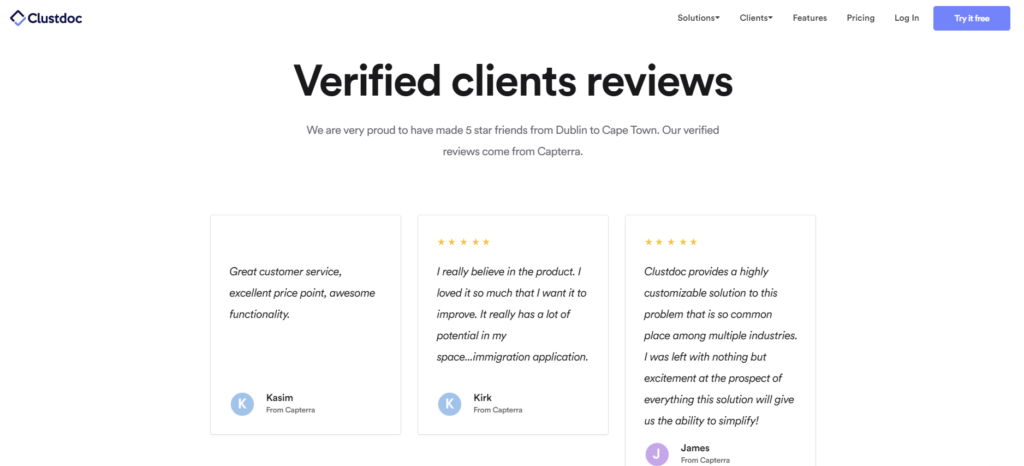 client reviews