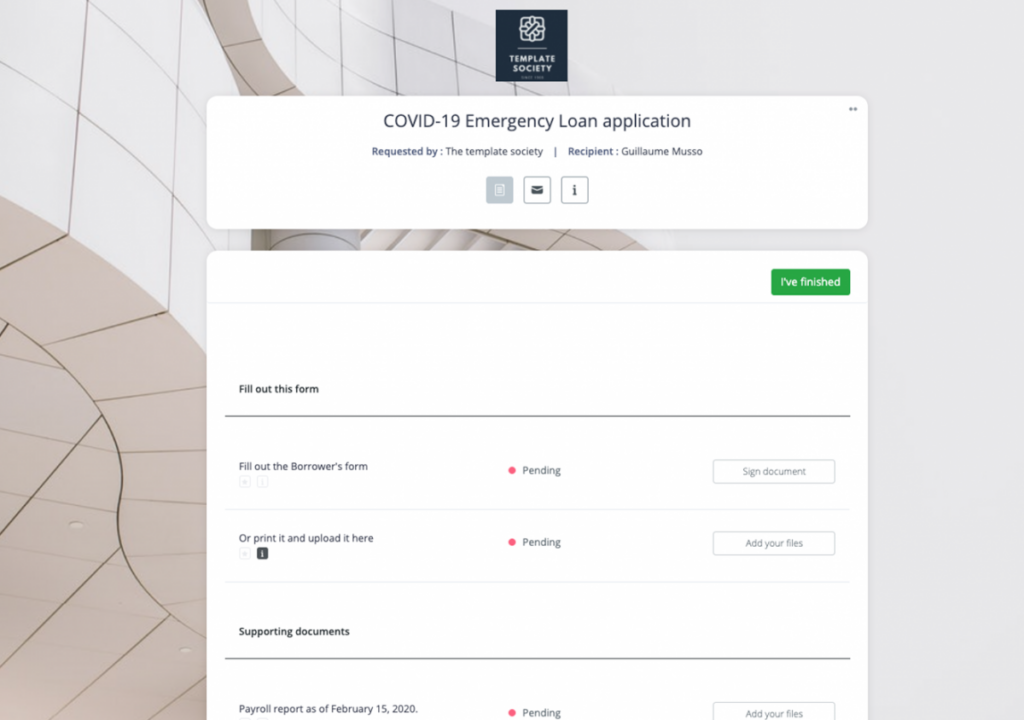 COVID-19 Emergency Loan application