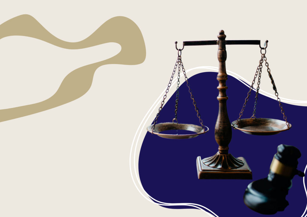 Scales of justice and a gavel