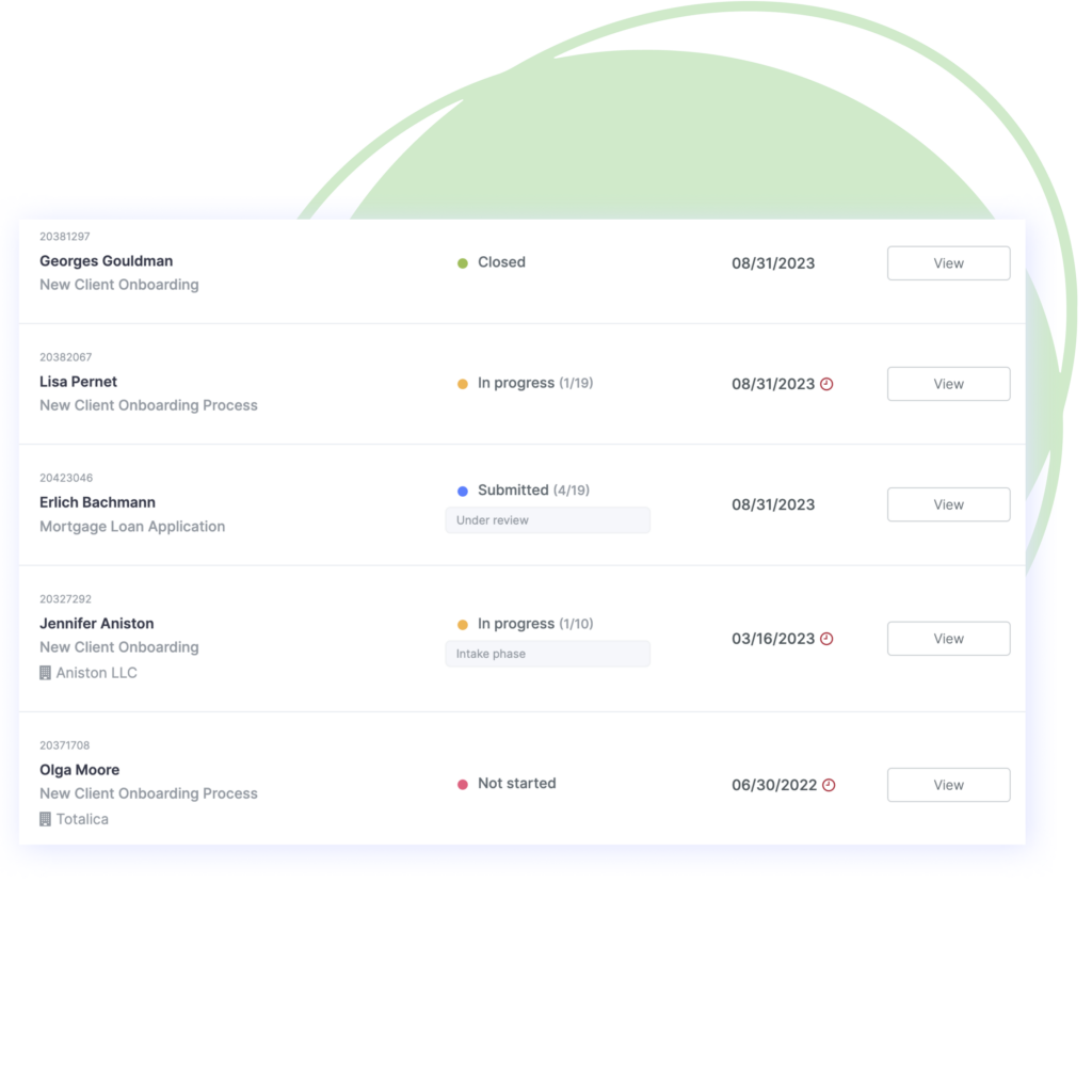 Client documents tab