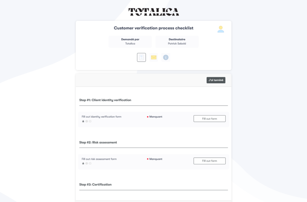 Customer verification process checklist