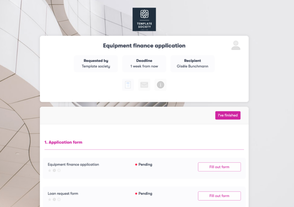 Equipment finance application