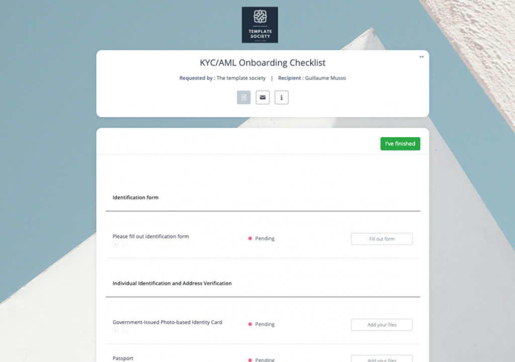 client onboarding KYC checklist