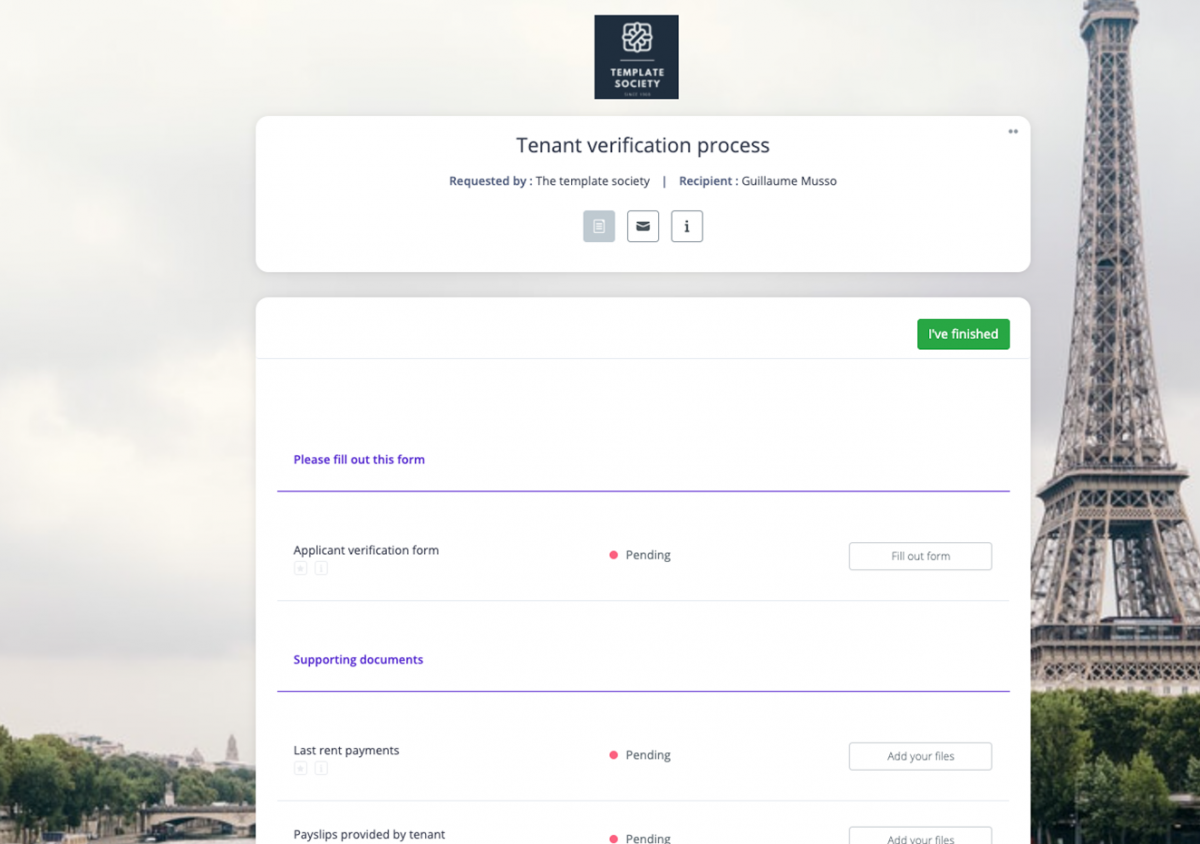 Tenant verification checklist
