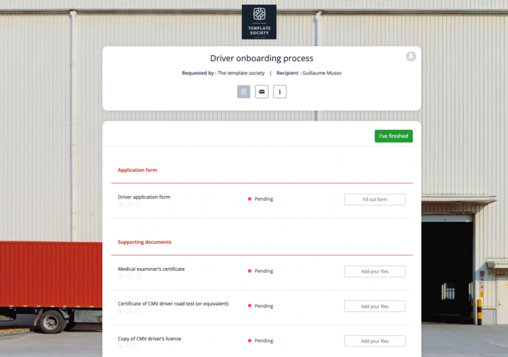 truck driver application template