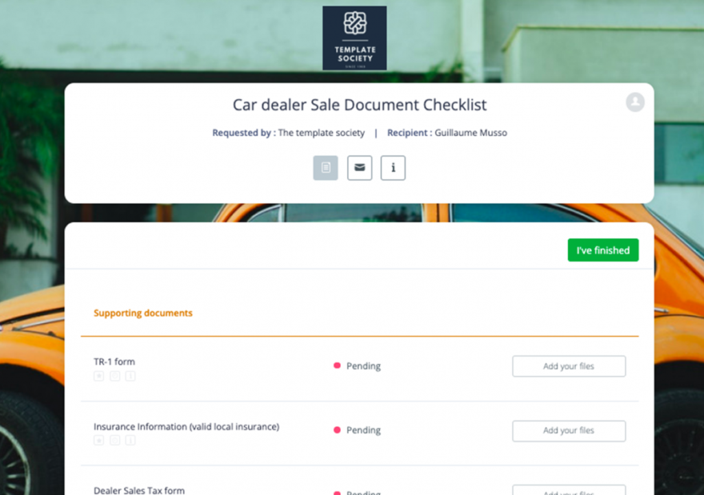 Car Dealer Sale Document Checklist