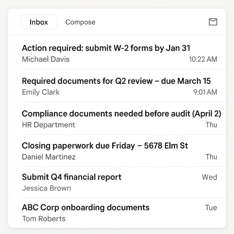 Chart Request Email Example How to write and automate a document request email | Clustdoc