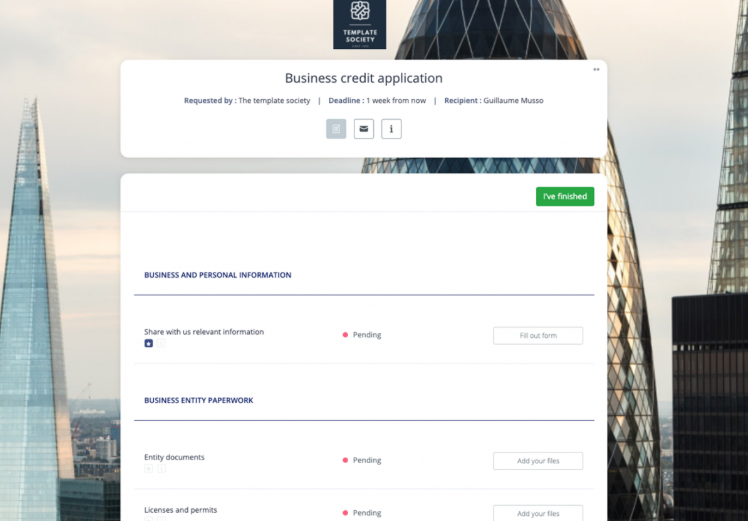 Business credit application