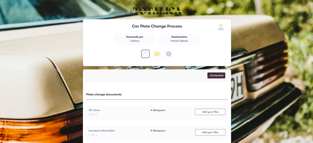 Car Plate Change Process