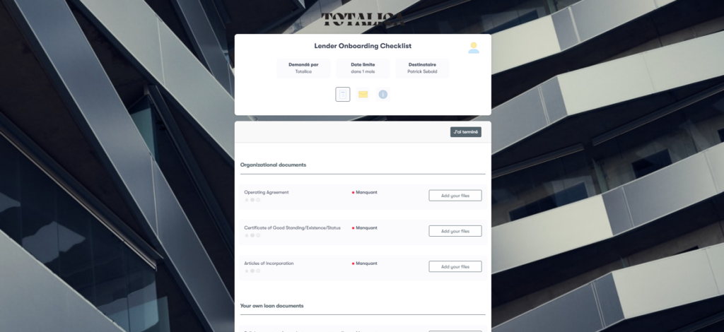 Lender Onboarding Checklist