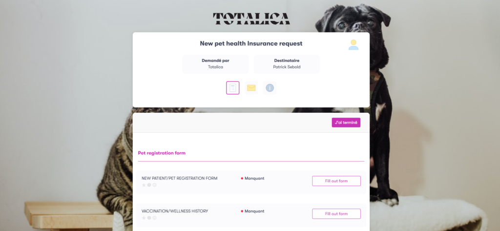 New pet health Insurance request