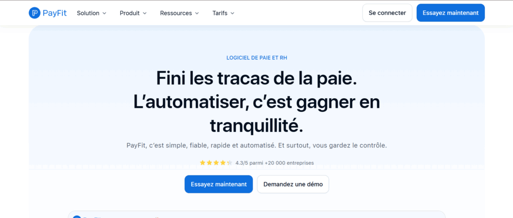 logiciel gestion pme : Payfit