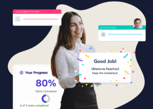 Customer onboarding milestone progress with completed tasks