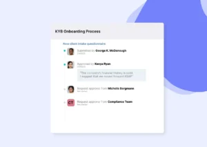 Onboarding review with approvals from named reviewers and the compliance team
